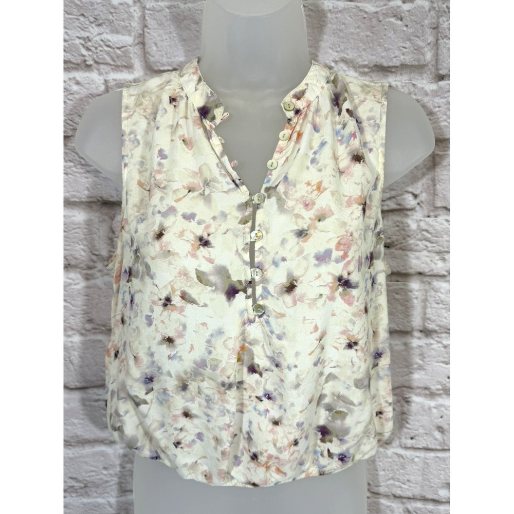 Anthropologie Cloth & Stone Tank Top Small Soft Button Front Blouson Hem Airy